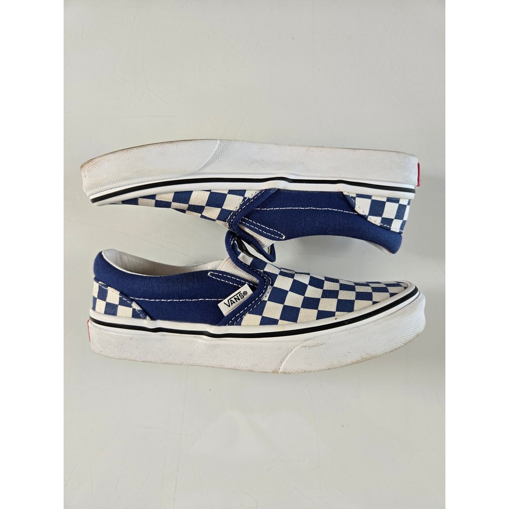 Vans Kids Classic Slip-On Checkerboard Blue White Skate Shoes